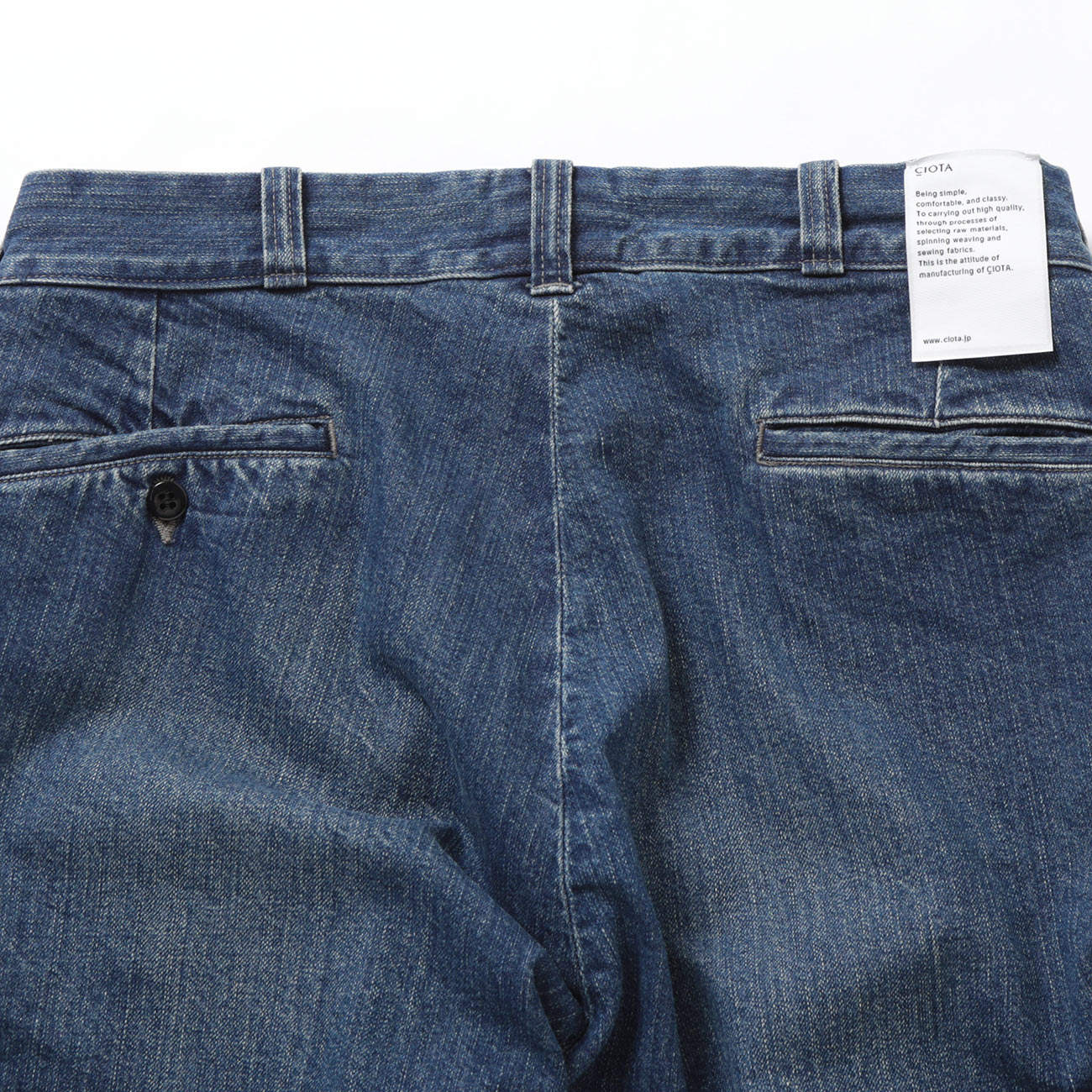 CIOTA / シオタ | Denim Slacks - Medium Dark Blue Damage