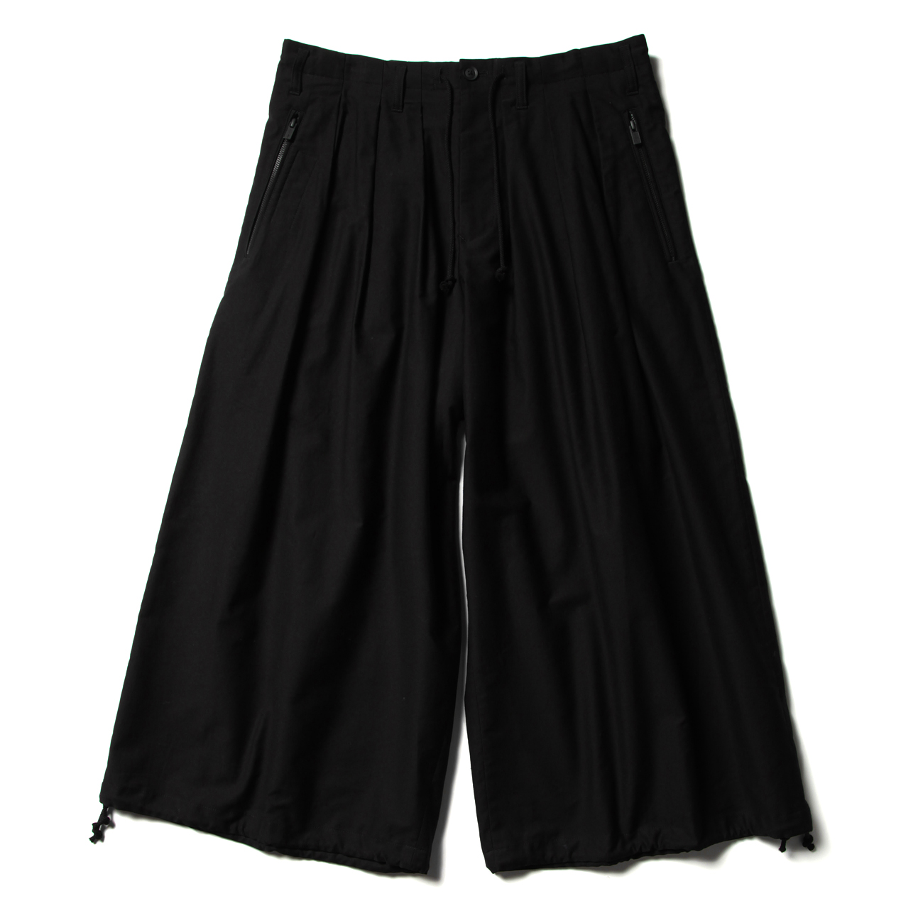 【極美品】23-24SS ヨウジオム COTTON TWILL PANTS COTTON TWILL DRAWSTRING WIDE PANTS WITH ZIP SIDE POCKET(M