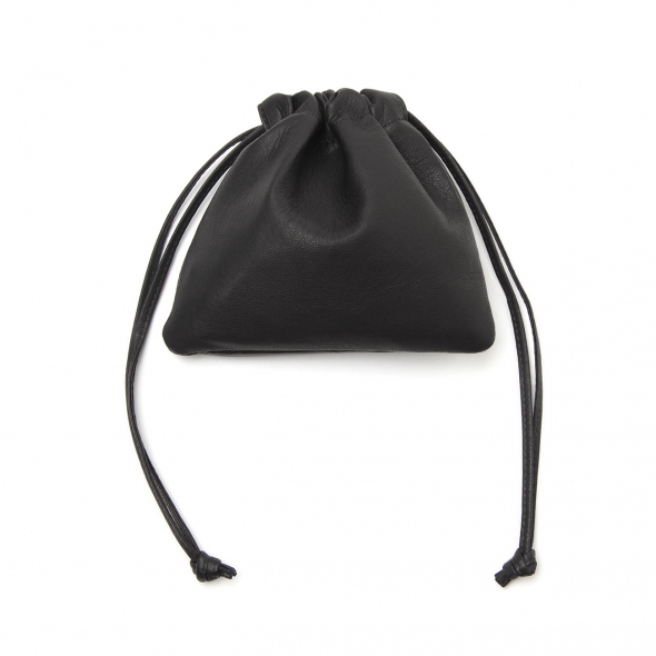 Double Faced DRAWSTRING POUCH : S - Black