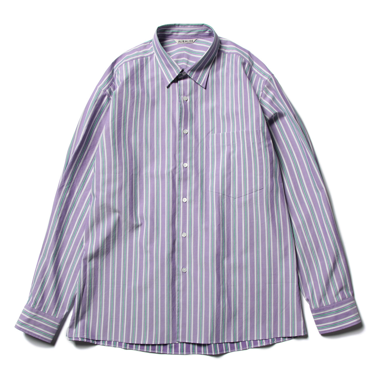 WASHED FINX TWILL STRIPE SHIRTS - Purple Stripe