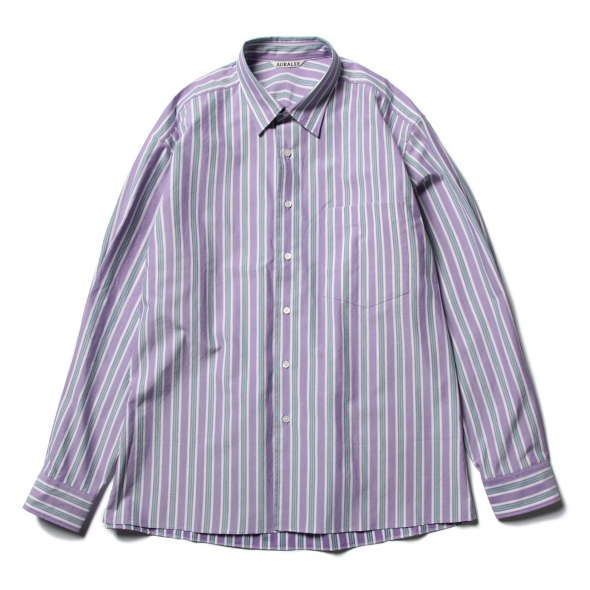 袖丈長袖【AURALEE】WASHED FINX TWILL STRIPE SHIRTS - シャツ