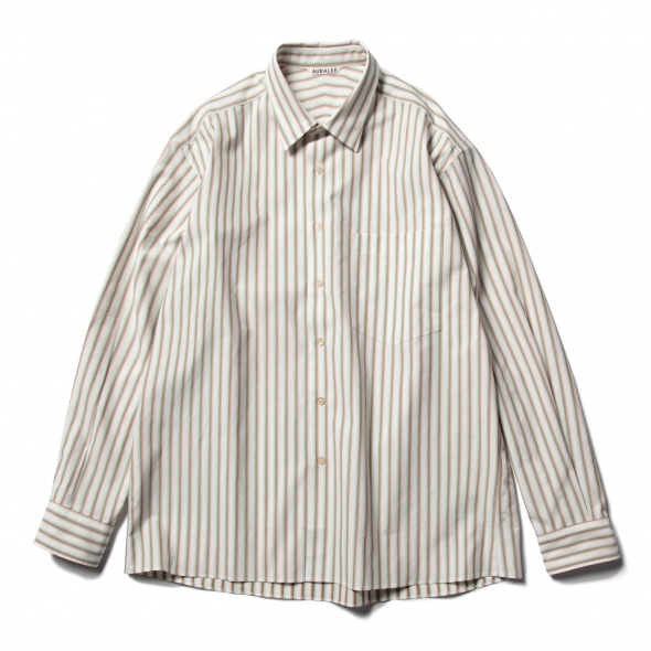 WASHED FINX TWILL STRIPE SHIRTS (メンズ) - White Stripe