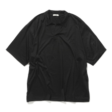 INTERIM / インテリム | EXTRA FINE MERINO WOOL JERSEY / HYPER BIG SKIPPER  SHIRT - Black