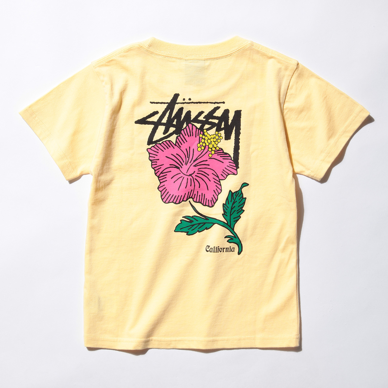 【美品】stussy ステゥーシー トレーナー ハイビスカス ピンク 8分 薄手 ピンク系 STUSSY(ステューシー) スウェット・トレーナー(メンズ