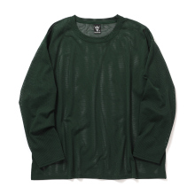 South2 West8 / サウスツーウエストエイト | L/S Crew Neck Shirt - Knit Mesh - Dk.Green