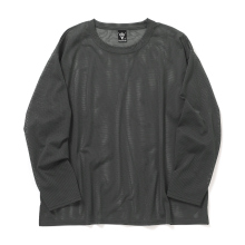 South2 West8 / サウスツーウエストエイト | L/S Crew Neck Shirt - Knit Mesh - Grey