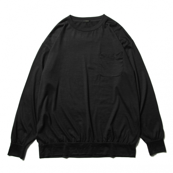 COMOLI / コモリ | ウール天竺 長袖クルー - Charcoal | 通販