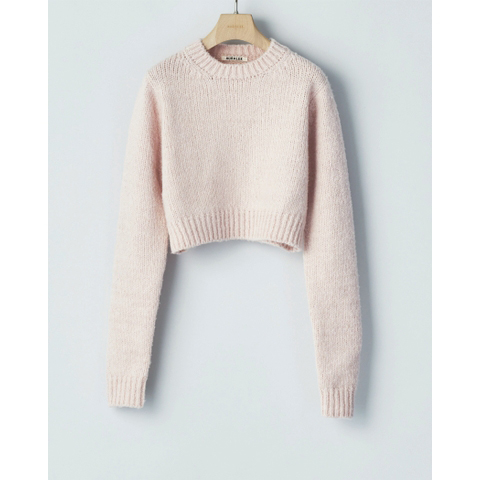 WOOL BABY CAMEL BRUSHED YARN KNIT SHORT P/O (レディース) - Light Pink