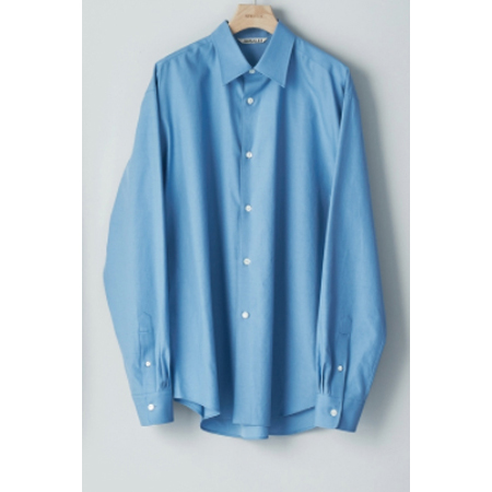 美品　オーラリー　WASHED FINX TWILL SHIRTS　ブルー Washed Finx Twill Big Shirt in Sax Blue