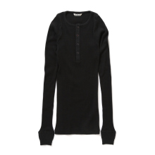 AURALEE / オーラリー | ORGANIC SOFT RIB HENLY NECK P/O (レディース) - Black