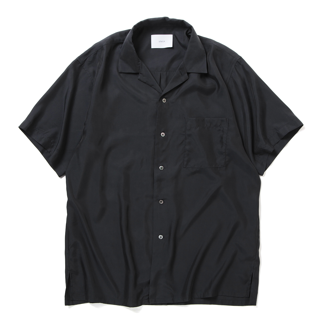 stein / シュタイン | OVERSIZED CUPRO OPEN COLLAR SS SHIRT - Black