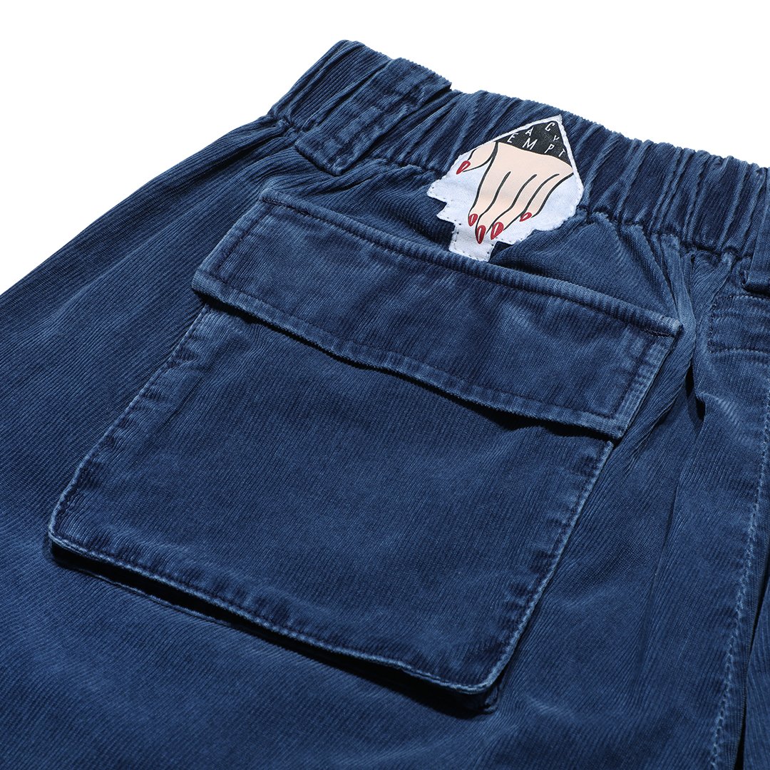 WASHED CORD COMFORT PANTS - Navy