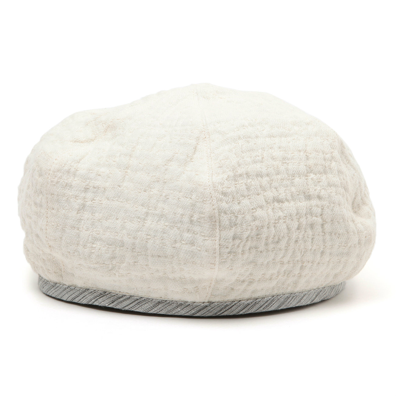 SASHIKO LIGHT LINEN BERET - White