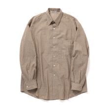 AIRY LIGHT COTTON CHECK BIG SHIRT (メンズ) - Brown Gingham Check