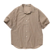 AIRY LIGHT COTTON CHECK BIG SHIRT (メンズ) - Brown Gingham Check