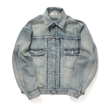 INTERIM / インテリム | SHABBY VINTAGE 2ND SHUTTLE DENIM SIDE PANEL JACKET - S.Navy