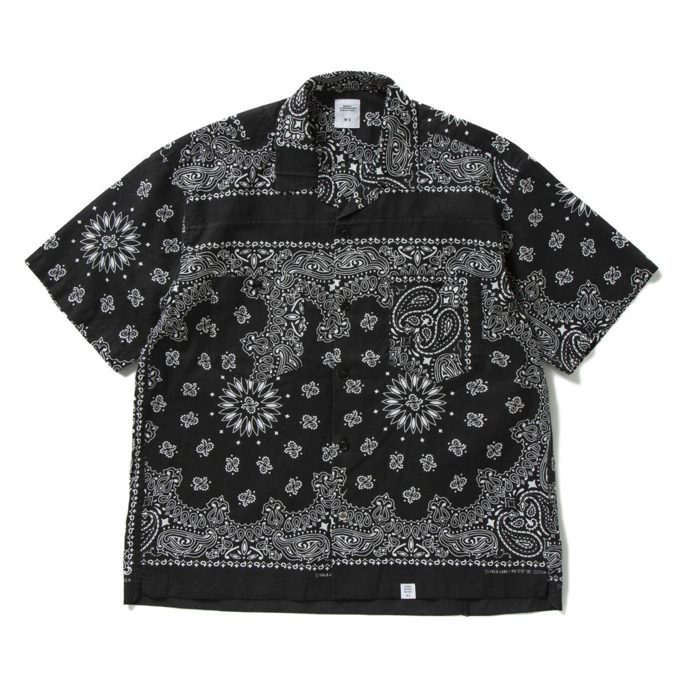 S/S PATCH WORKED BANDANA SHIRT 「MONK」 - Black