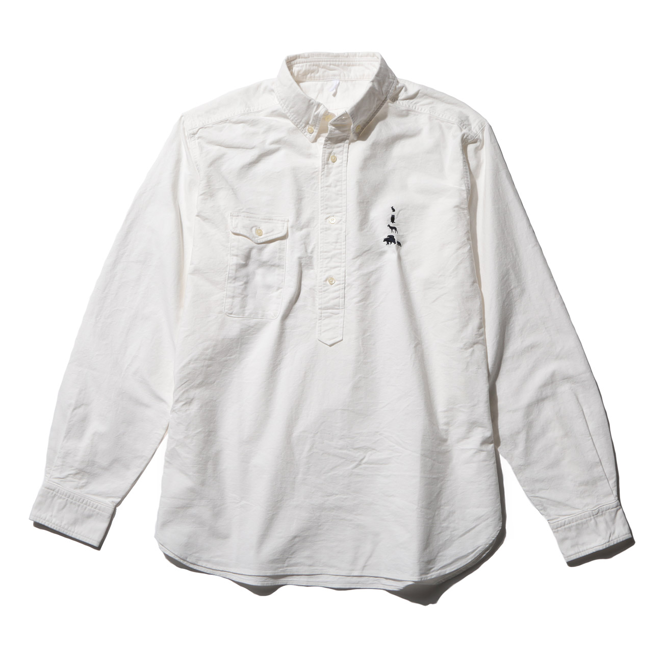 RESEARCH | B.D. Pullover (Lefty) - 動物刺繍 厚OX - White