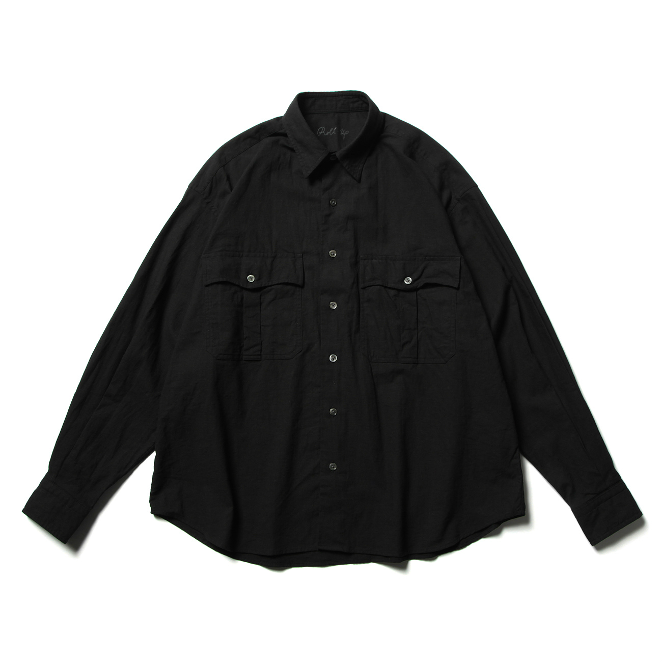 ポータークラシック　ロールアップシャツ　ブラック　スビンゴールド綿　L ROLL UP SOFT CUPRO SHIRT（ロール アップ ソフト キュプラ