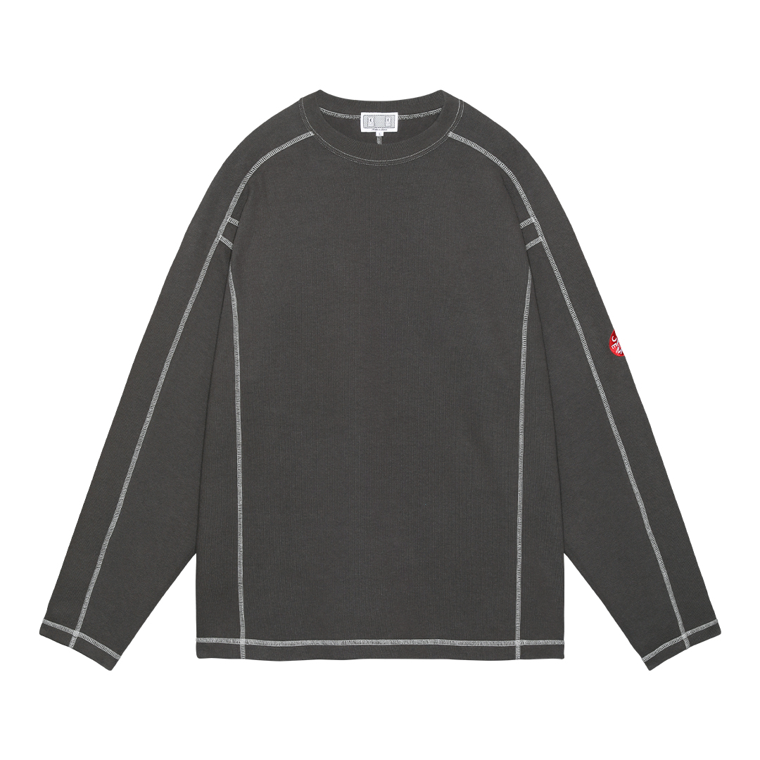 CREW NECK DBL KNIT LONG SLEEVE - Charcoal