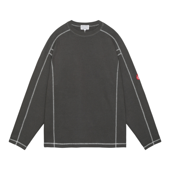 CREW NECK DBL KNIT LONG SLEEVE - Charcoal