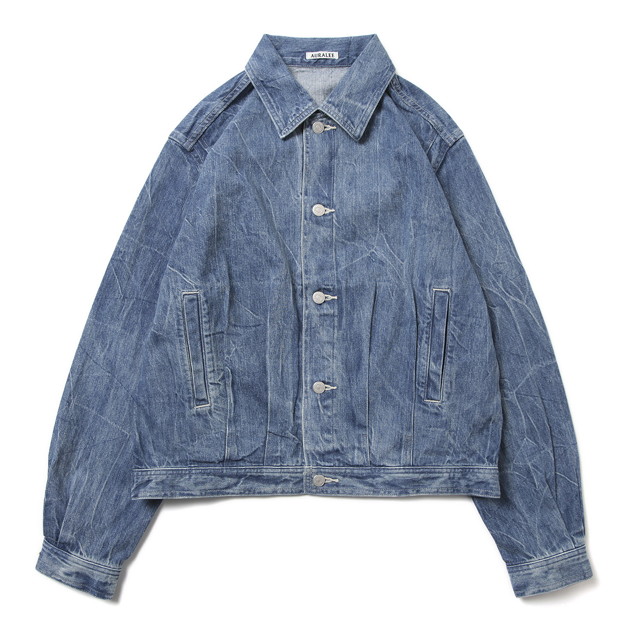 SELVEDGE FADED LIGHT DENIM BLOUSON (メンズ) - Lightning Effect Indigo