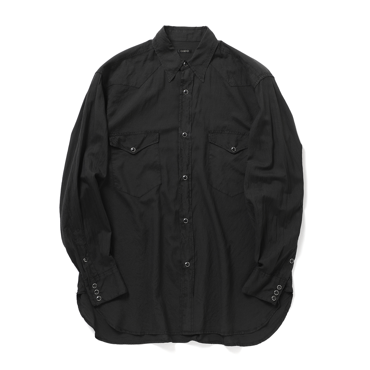 COMOLI / コモリ | シルク製品染 ウエスタンシャツ - Black | 通販