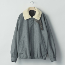 ssstein / シュタイン | MOUTON COLLAR WOOL CASHMERE PADDED JACKET - Grey