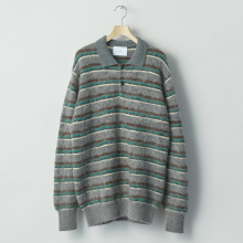 ssstein / シュタイン | KID MOHAIR RIBBED KNIT POLO LS - Grey Multi