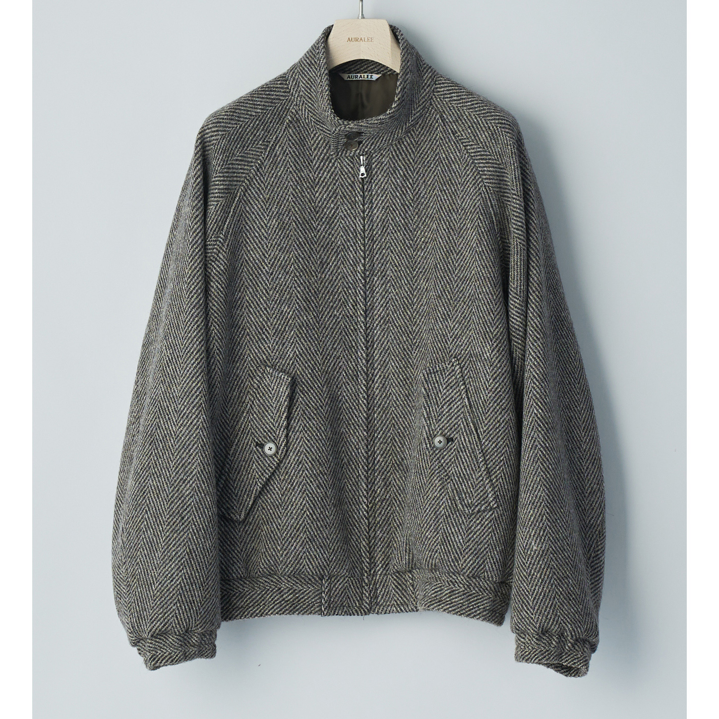 AURALEE / オーラリー | LAMA SHETLAND WOOL TWEED ZIP BLOUSON (メンズ) - Khaki Tweed  | 通販 - 正規取扱店 | COLLECT STORE / コレクトストア