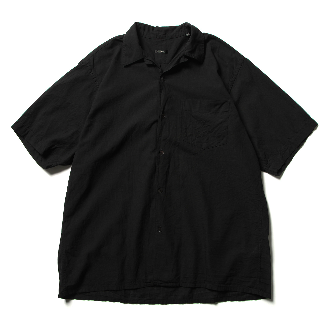 COMOLI / コモリ | ベタシャン オープンカラーシャツ - Black | 通販 ...