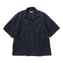 INTERIM / インテリム | HICOUNT TYPEWRITER DEADSTOCK FABRIC / HYPER BIG S/S OPEN COLLAR SHIRT - Navy