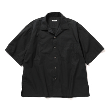 INTERIM / インテリム | HICOUNT TYPEWRITER DEADSTOCK FABRIC / HYPER BIG S/S OPEN COLLAR SHIRT - Black