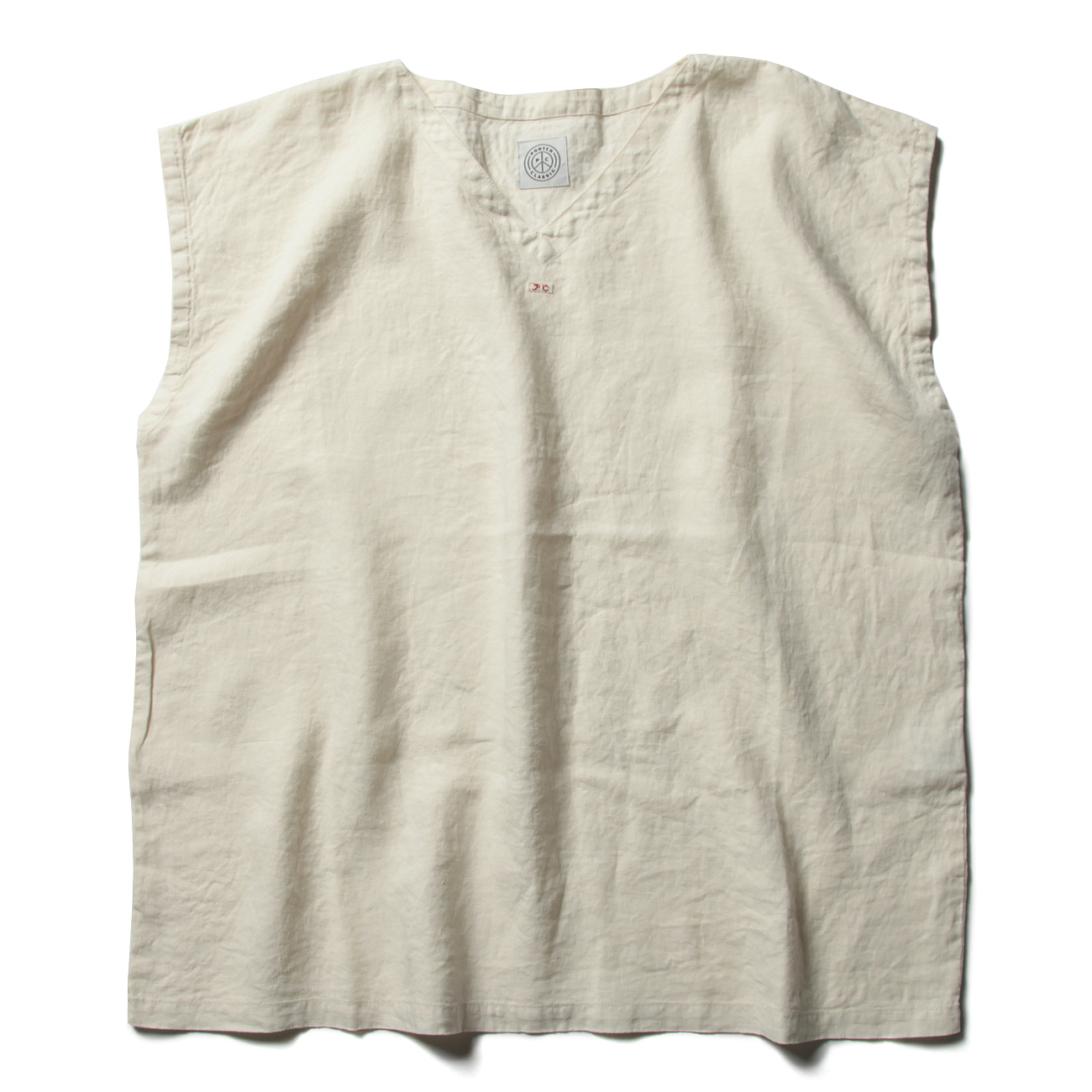 LINEN V-NECK VEST - White