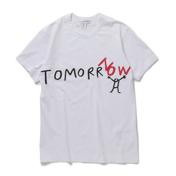 COMME des GARCONS SHIRT | printed cotton jersey / TOMORROW - White