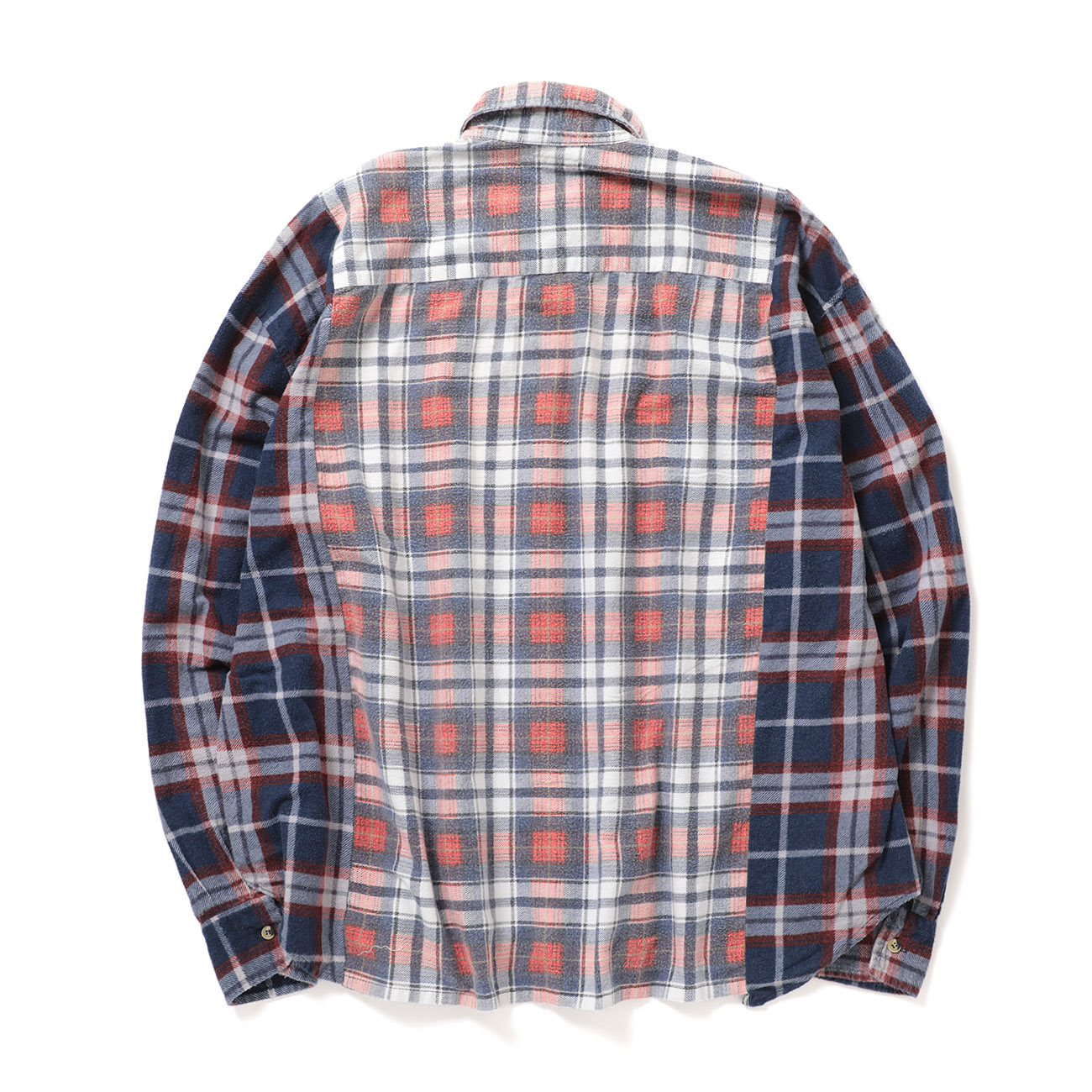 Rebuild by Needles リボンテーフランネルシャツ再構築赤x灰柄 Rebuild by Needles / リビルド バイ ニードルズ | Ribbon Flannel