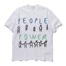 COMME des GARCONS SHIRT | printed cotton jersey OVERSIZED / PEOPLE POWER - White