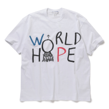 COMME des GARCONS SHIRT | printed cotton jersey OVERSIZED / WORLD HOPE - White