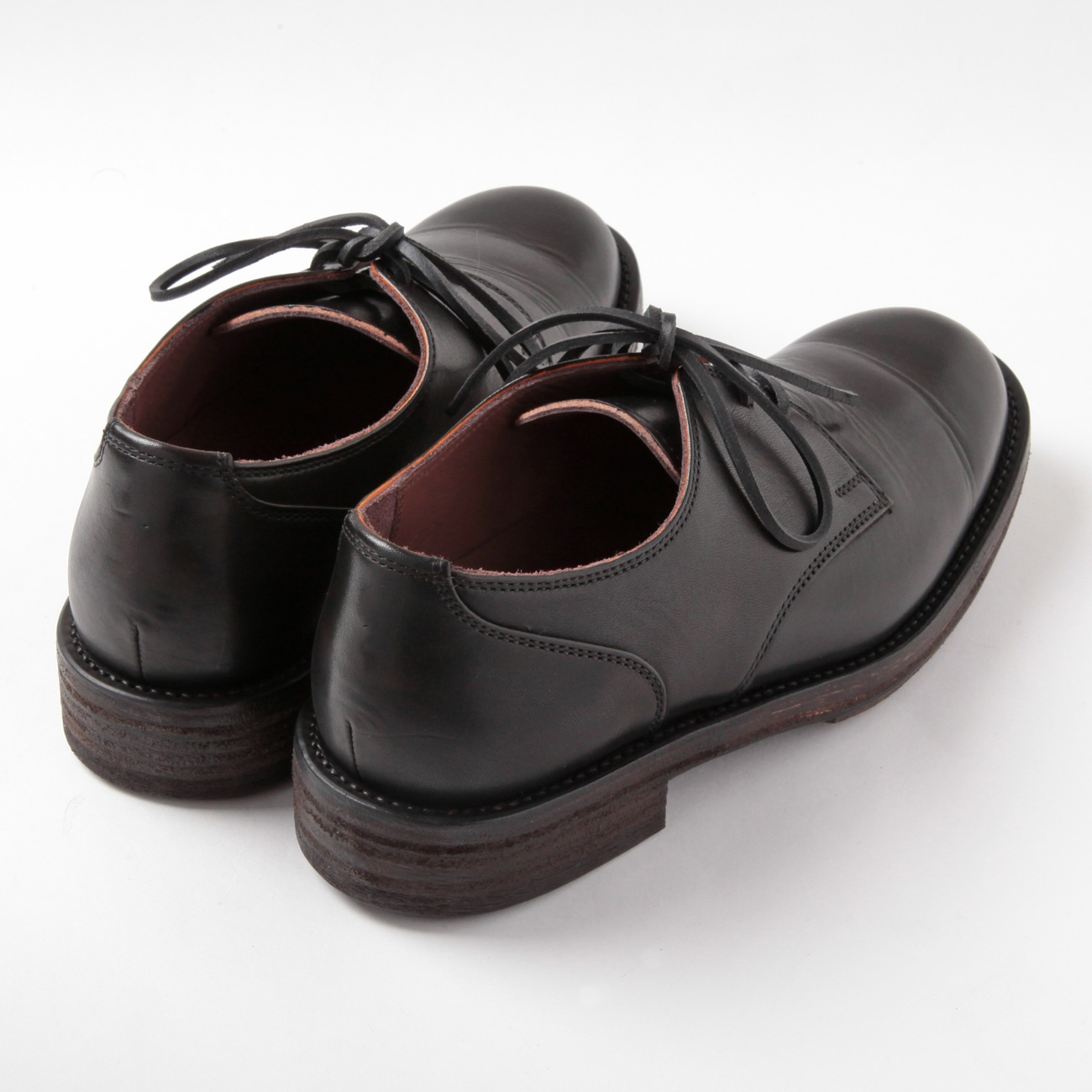 MOTO / モト | Wステッチ外羽根 Plain Toe Oxford Shoes #1632 - Black