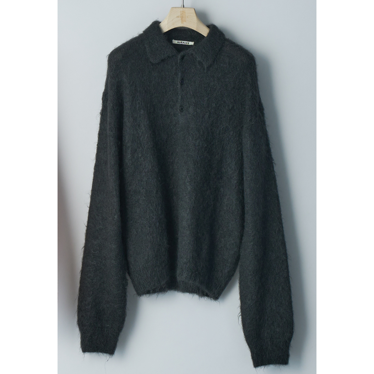 オーラリー BRUSHED SUPER KID MOHAIR KNIT POLO auralee-brushed-super-kid-