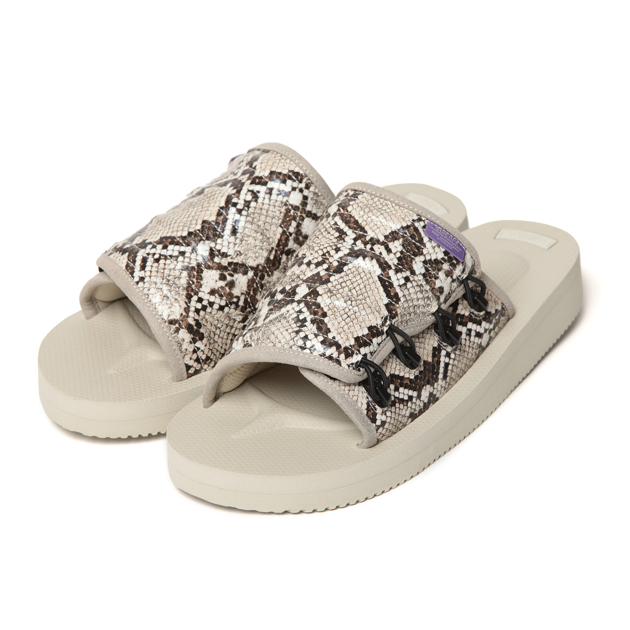 Suicoke × NEPENTHES Purple Label - Elastic Strap Sandal w/A-B Vibram -  Python Embossed - White