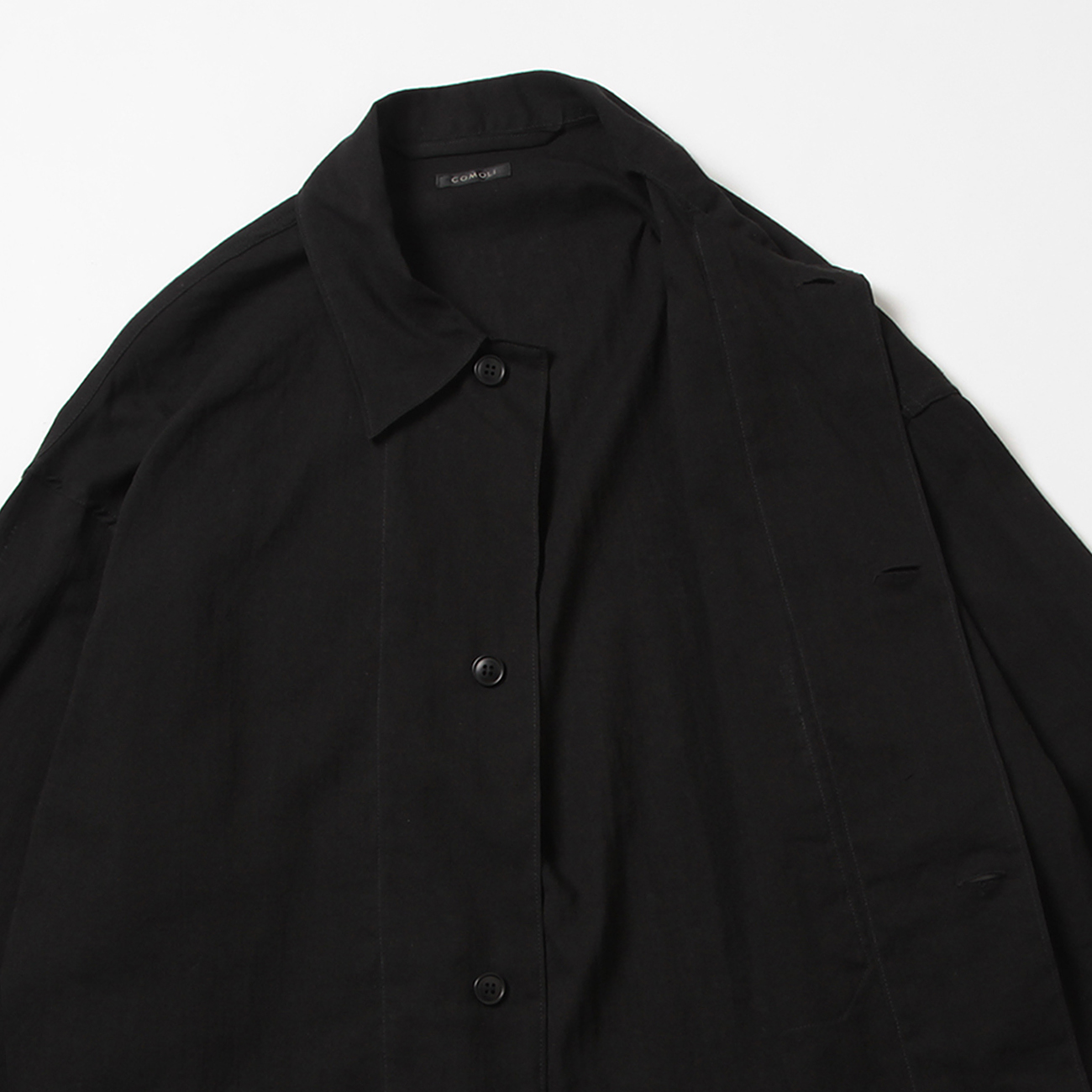 COMOLI / コモリ | 空紡オックス シャツジャケット - Black | 通販