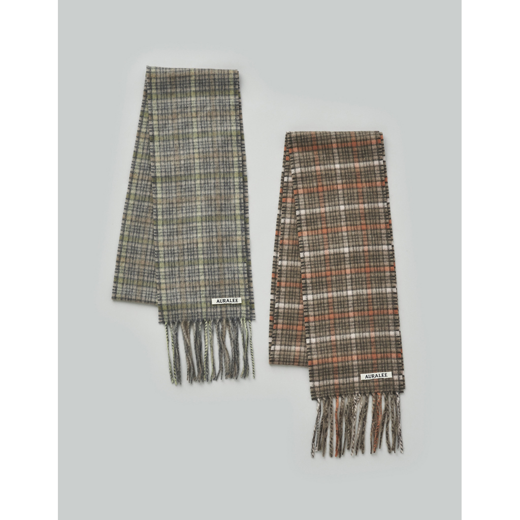 半価特売AURALEE CASHMERE CHECK NARROW STOLE 小物