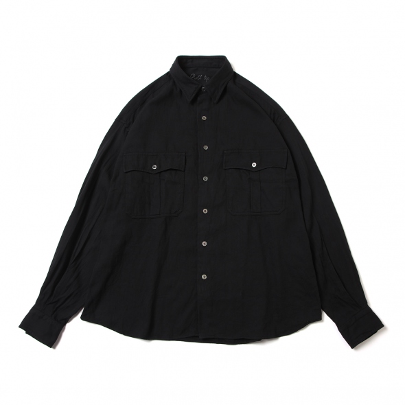 PORTER CLASSIC SUVIN GOLD GAUZE SHORT SLEEVE SHIRT / NAVY