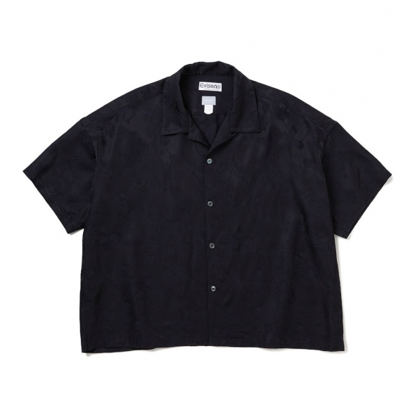 DELUXE × Evisen ブラック 半袖シャツ L DELUXE (デラックス) DELUXE×EVISEN GARCONS SHIRTS (刺繍