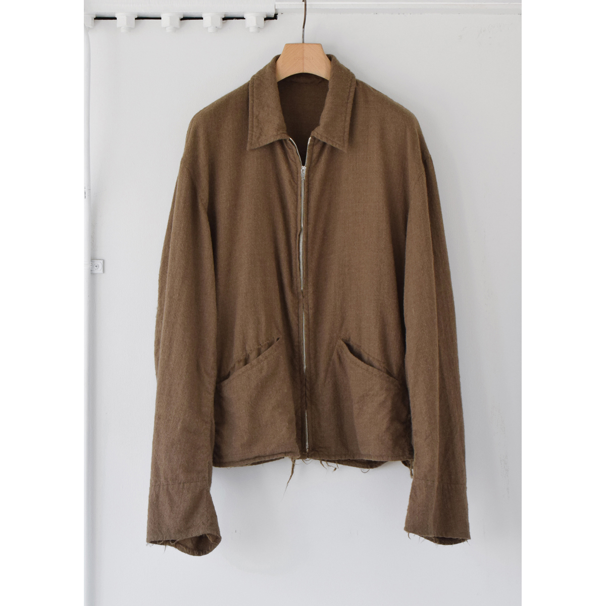 COMOLI / コモリ | KHAKI縮絨ウール ジップショートジャケット - Khaki