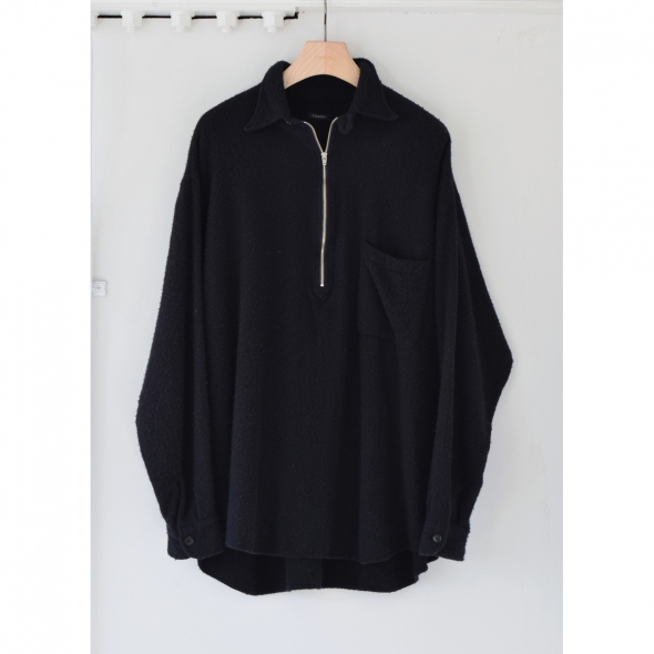 COMOLI / コモリ | 縮絨ウール ハーフジップシャツ - Navy | 通販