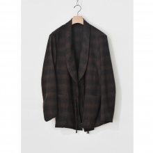 COMOLI チェックショールカラージャケット COMOLI / コモリ | ウールチェック ショールカラージャケット - Brown