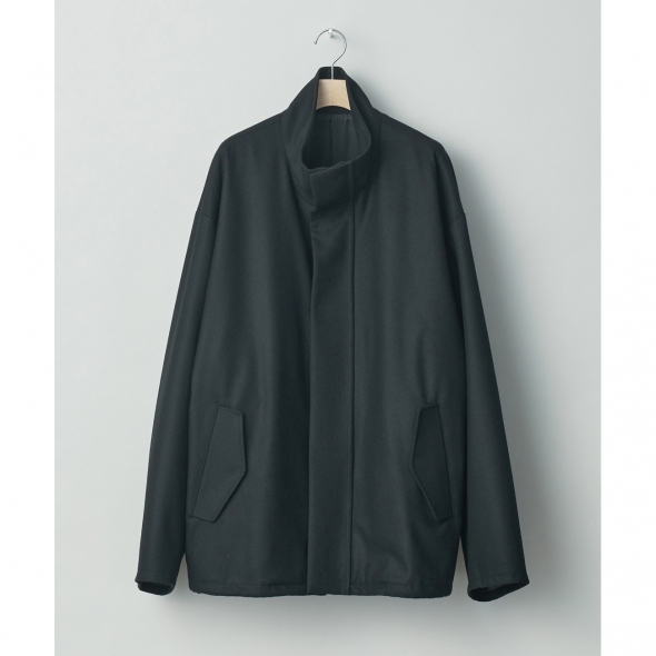 Melton Stand Collar Zip Short Jacket