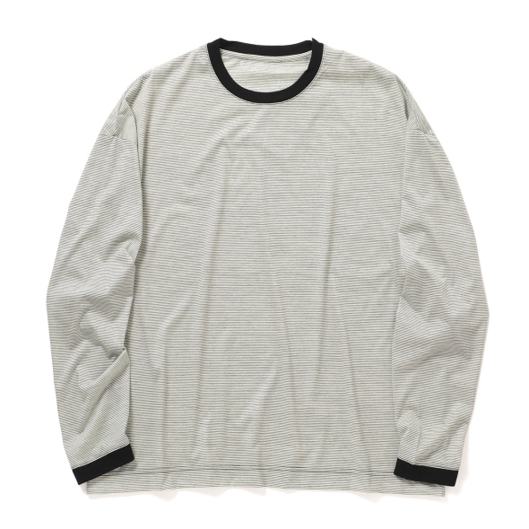 KANEMASA PHIL. / カネマサフィル | 32G Wool Stripe LS Tee - Beige